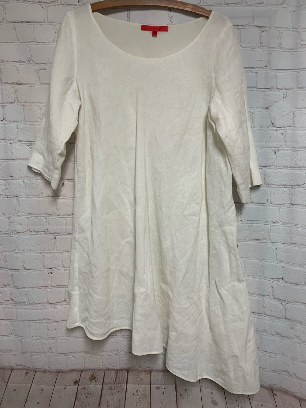 Shamask Creamy White Linen Silk Lined Asymmetrical Lagenlook Tunic Size M USA - Picture 1 of 4